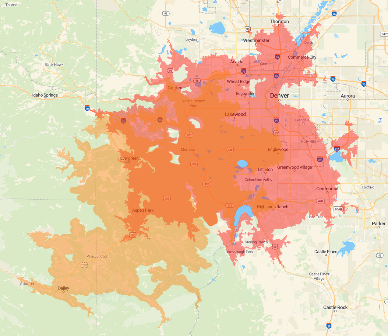 Handy's Service Area Map